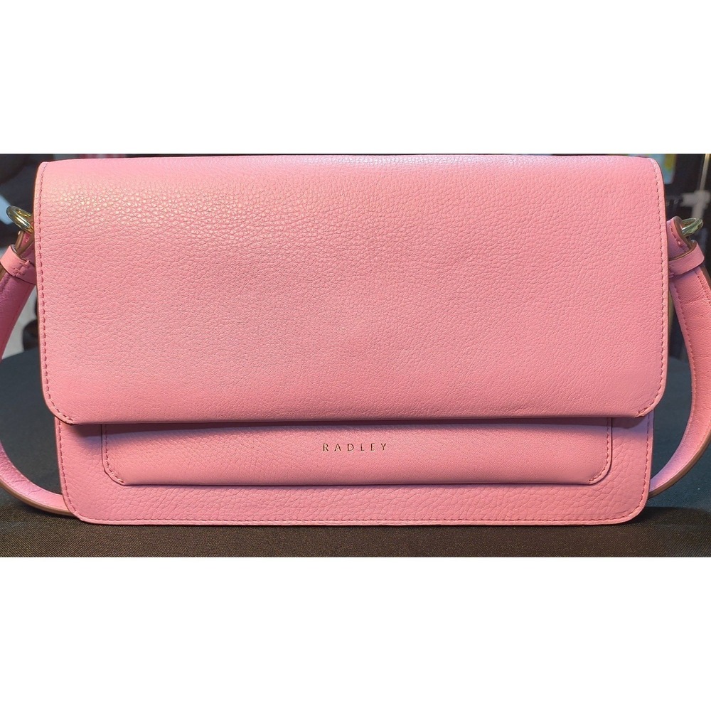 Radley London, Cute Pink Leather Bag, 10"W x 5"H x 3"D; 22 1/2" strap drop